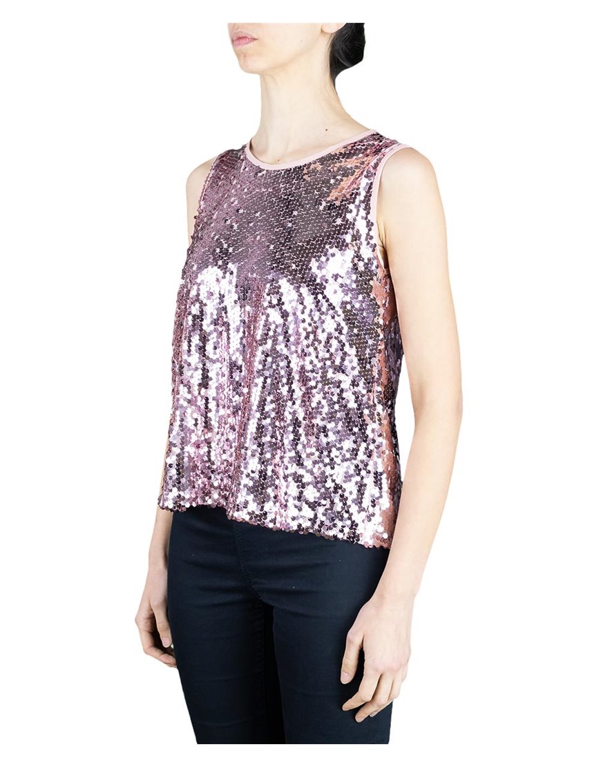  KAOS JEANS  LPJ TZ075 TOP SMANICATO CON PAILLETTES